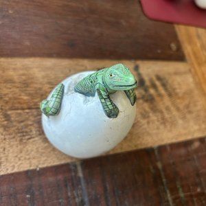 Alligator Hatching from Egg Ceramic